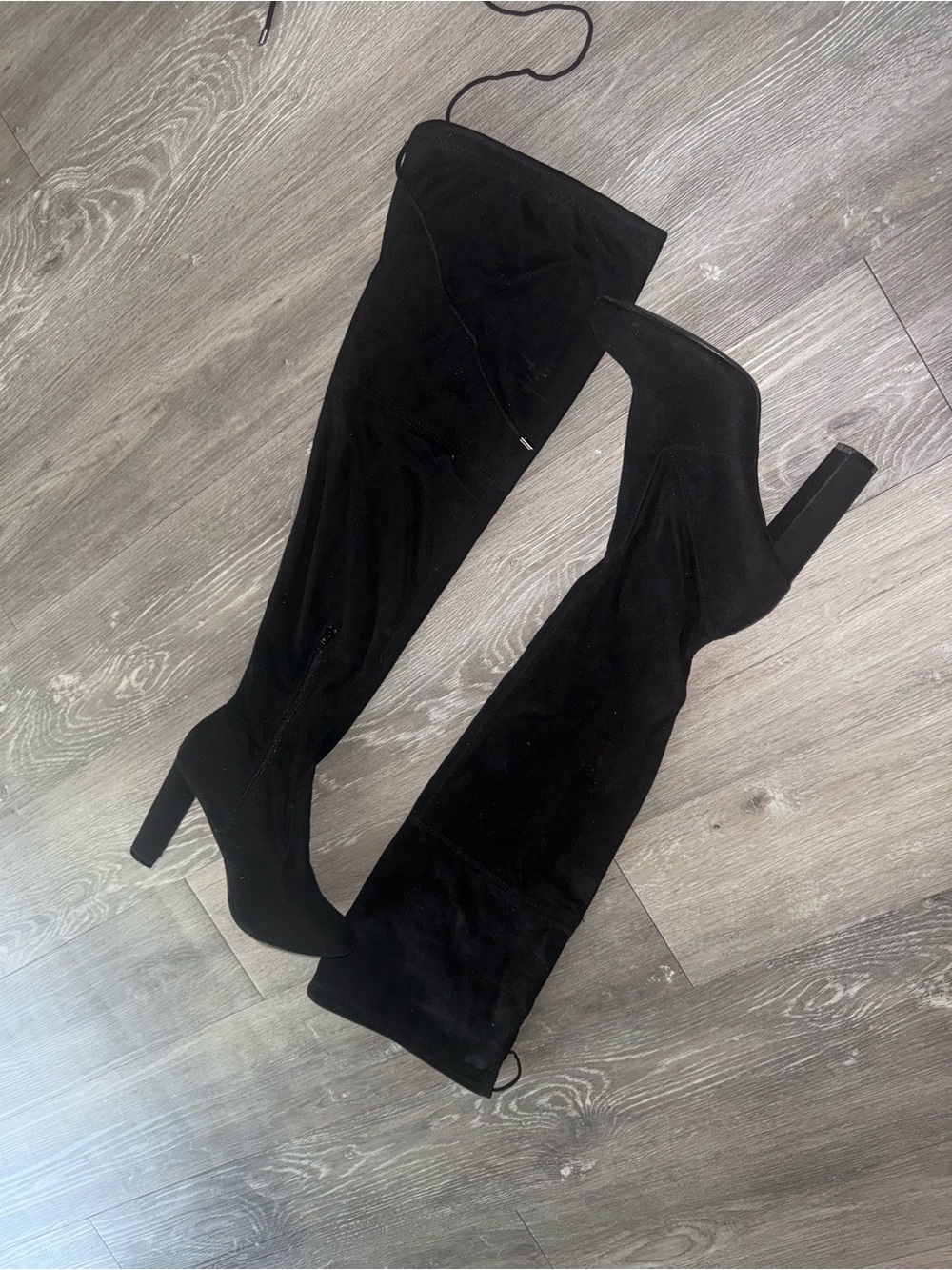 Black Over-the-Knee Block Heel Boots - Women